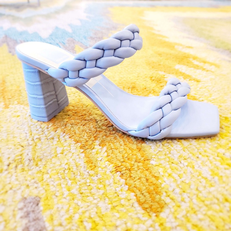 Footwear Dolce Vita Heel Sandals | Dolce Vita - Paily Sky Blue Woven Leather Slide Sandal