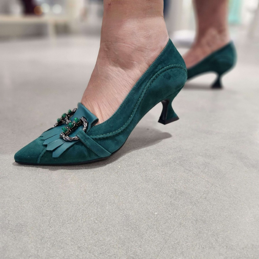 Footwear PEDRO ANTON Low Heels (Less Than 2 Inches) | Pedro Anton - 1806 Pump Green Suede