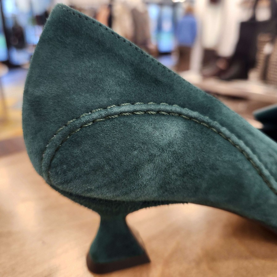 Footwear PEDRO ANTON Low Heels (Less Than 2 Inches) | Pedro Anton - 1806 Pump Green Suede