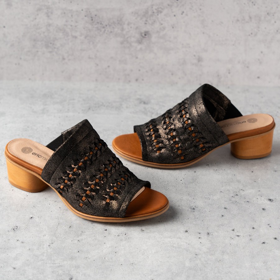 Footwear Eric Michael Heel Sandals | Eric Michael - Lisbon - Crackle Leather