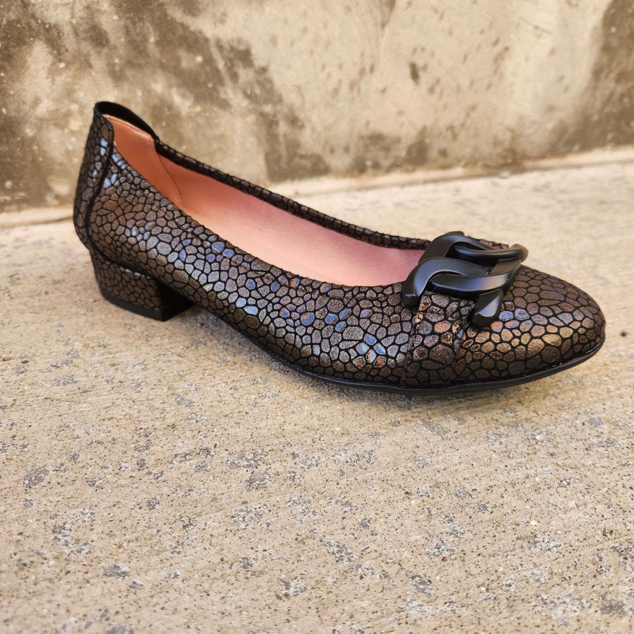 Footwear Sabrinas Low Heels (Less Than 2 Inches) | Sabrinas - Celine - Bronze Print Bronze (Black Ornament)