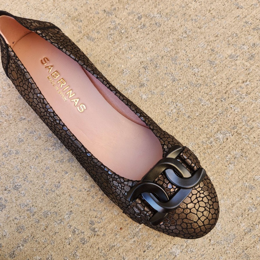 Footwear Sabrinas Low Heels (Less Than 2 Inches) | Sabrinas - Celine - Bronze Print Bronze (Black Ornament)