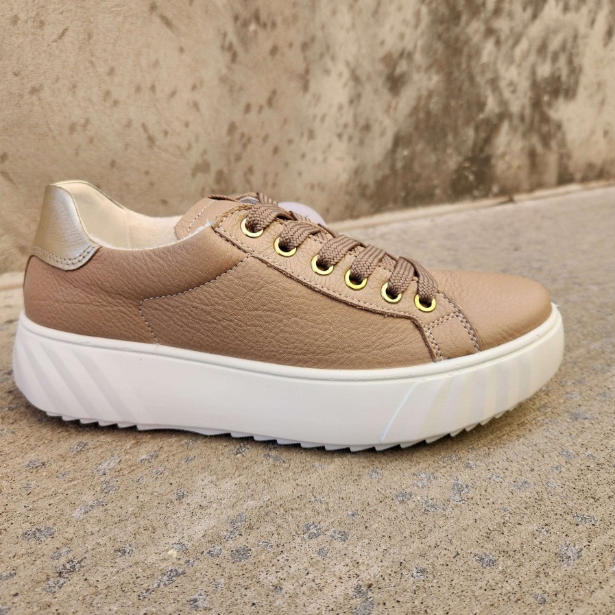 Footwear Ara Tie Sneakers | Ara Mikky Sand/Platinum