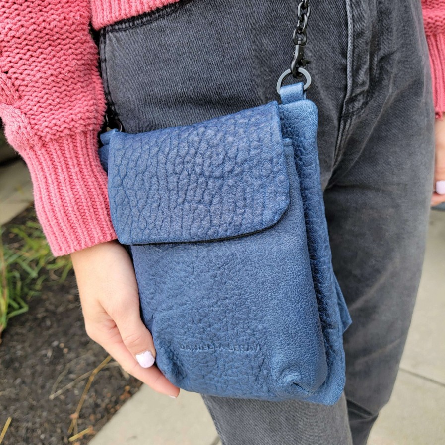 Handbags Daniella Lehavi | Daniella Lehavi - Anita Mini - Navy Denim Sheepskin