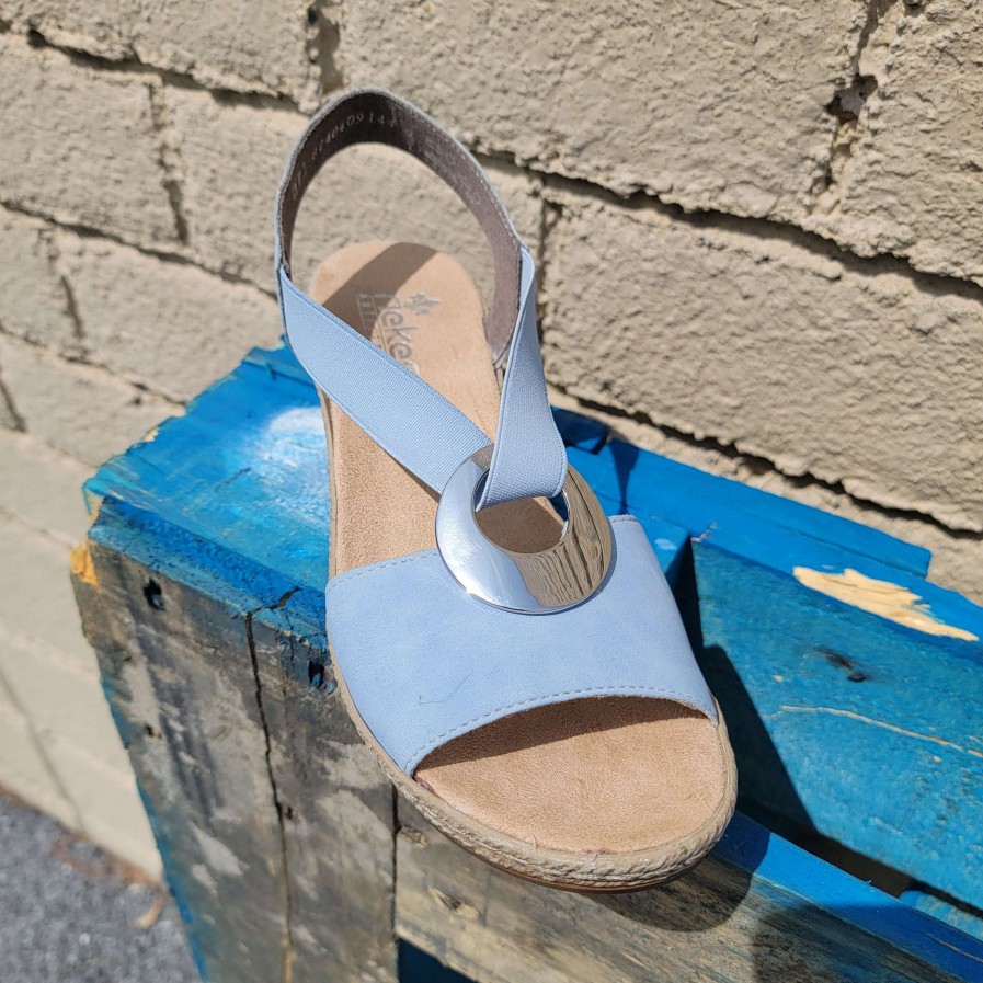 Footwear Rieker Wedges/Platform Sandals | Rieker 624H6 - Baby Blue