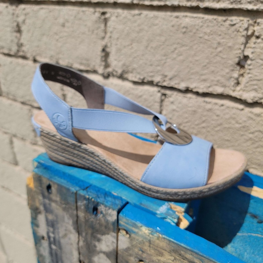 Footwear Rieker Wedges/Platform Sandals | Rieker 624H6 - Baby Blue