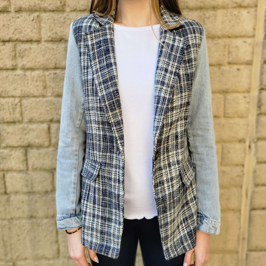 Clothing BLUE REVIVAL Denim | Blue Revival - Denim & Navy Blazer Tweed