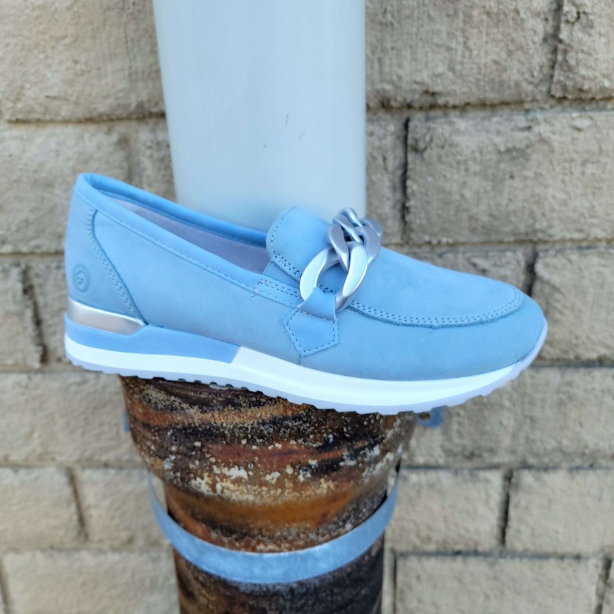 Footwear Remonte | Remonte - R2544-10 Light Blue Leather Loafer