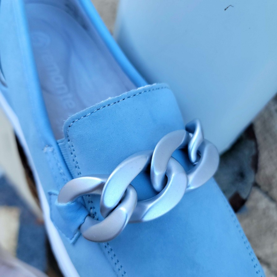 Footwear Remonte | Remonte - R2544-10 Light Blue Leather Loafer