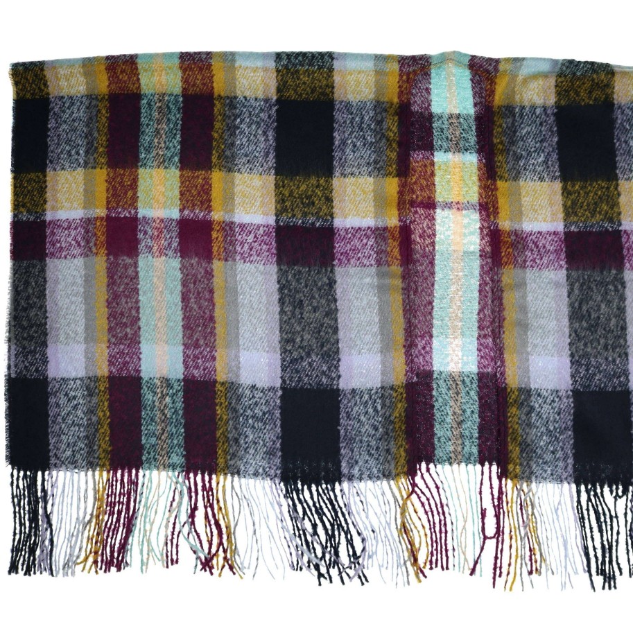 Accessories FRAAS - The Scarf Company | Fraas - The Scarf Company - Plaid Boucle Woven Ruana: Navy Plaid Combo