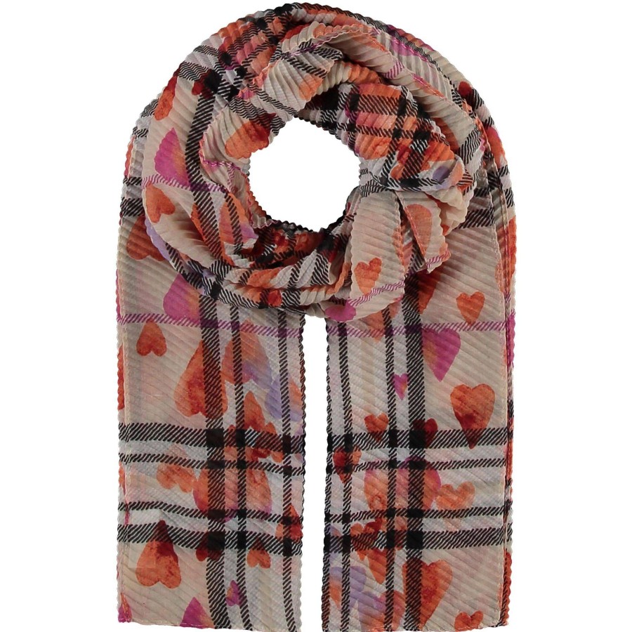 Accessories FRAAS - The Scarf Company | Fraas - The Scarf Company - Fraas Hearts Polyester Print Scarf: Camel