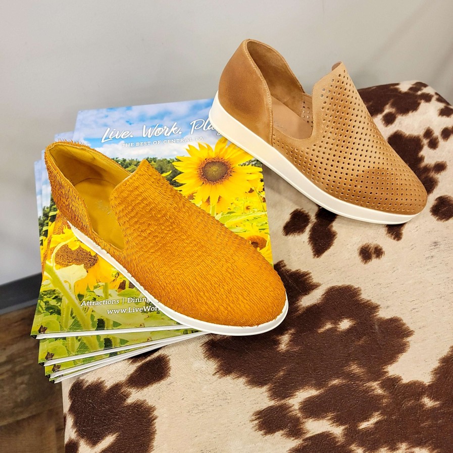 Footwear Antelope Slip-On Sneakers | Antelope - Sailor Perforated Slip-On Women'S Sneaker Mustard