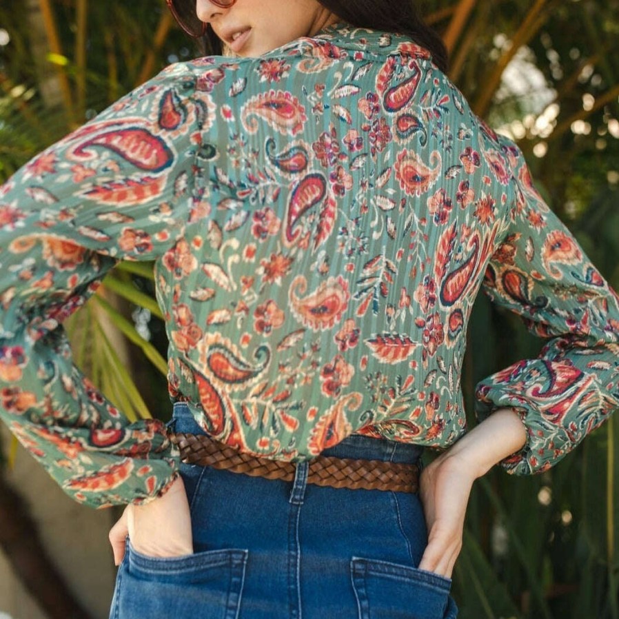 Clothing Jennafer Grace Boho Clothing | Jennafer Grace - Absinthe Top - Paisley Multi