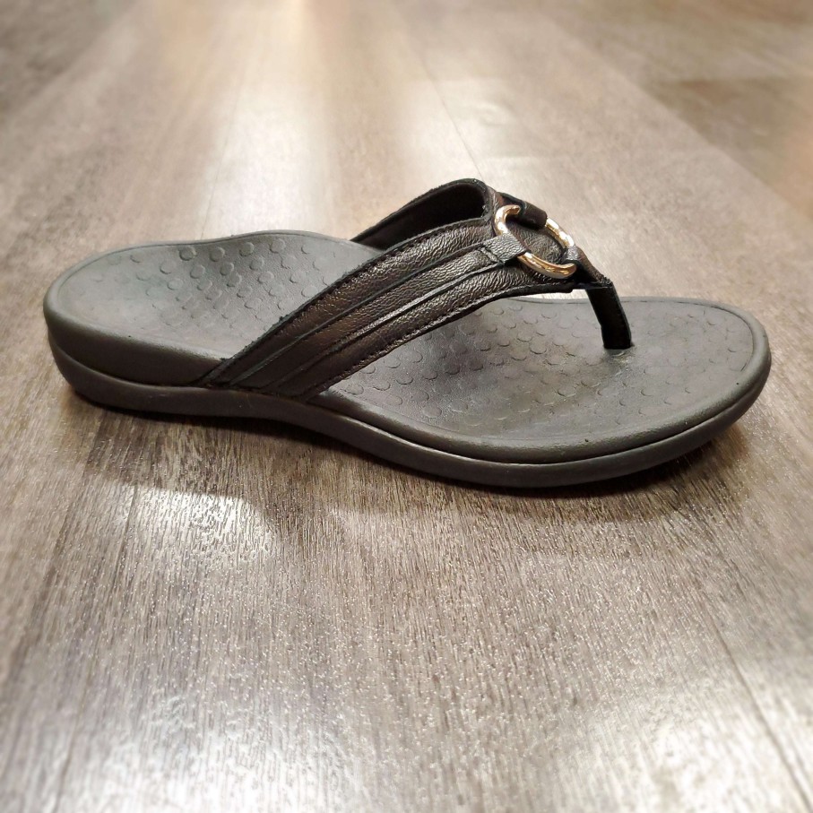 Footwear Vionic Flat Sandals | Vionic - Aloe Arch Support Women'S Leather Flip Flop