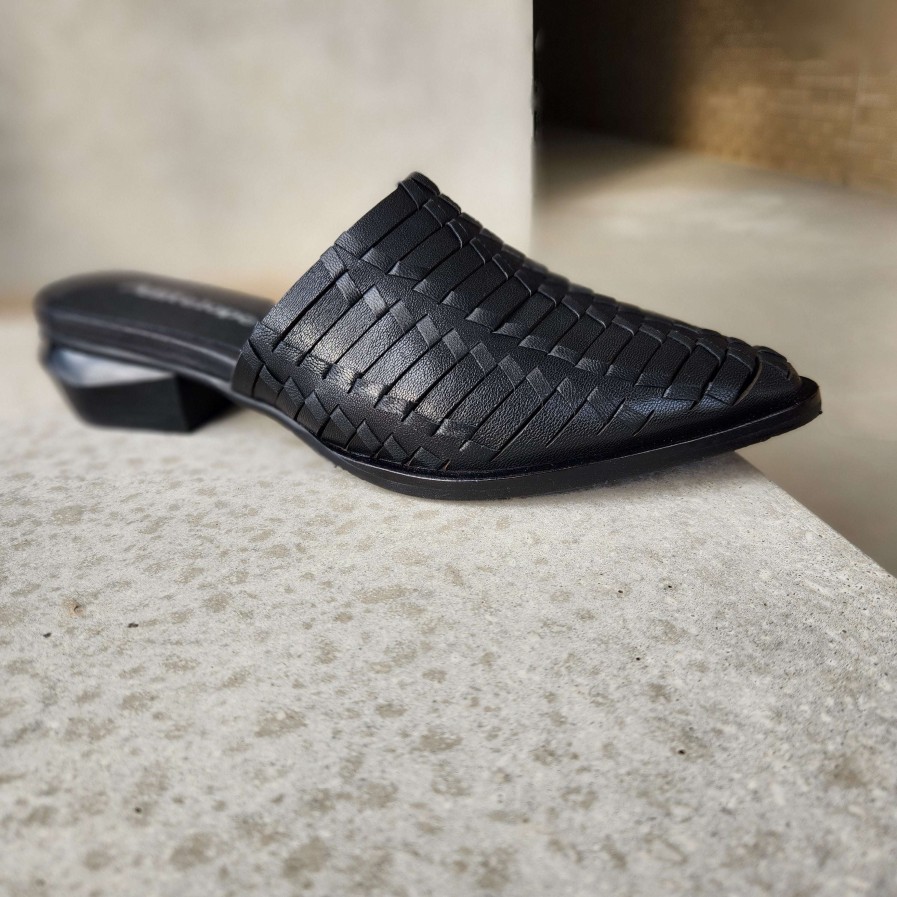 Footwear Antelope Low Slides | Antelope - Ladessa Leather Woven Slides