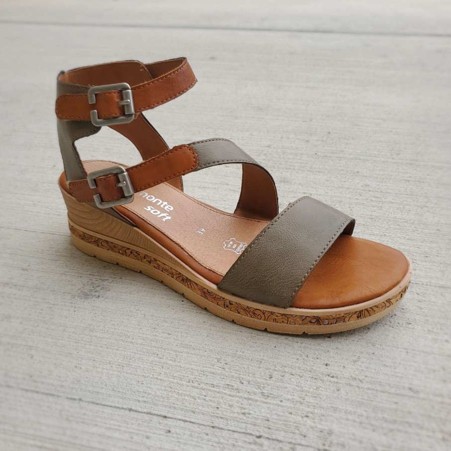 Footwear Remonte Wedges/Platform Sandals | Remonte - D3052-54 Green Low Wedge Women'S Sandals Forest