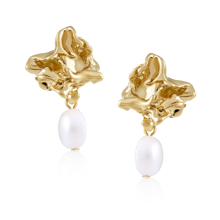 Accessories Sahira Jewelry Design Earrings | Sahira Jewelry Design - Greta Pearl Earring - Gold/Pearl