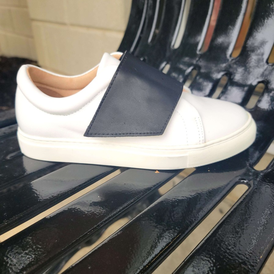 Footwear ALL BLACK Slip-On Sneakers | All Black - Nu Banded Black Leather Sneaker White