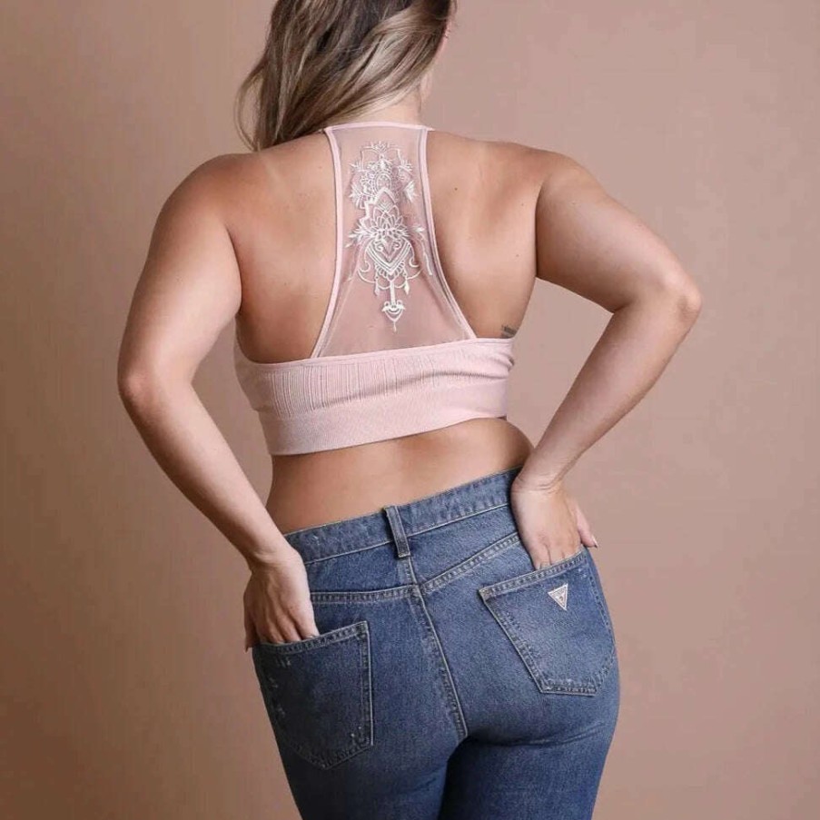 Clothing Leto Accessories Initmates & Lingerie | Leto - Tattoo Mesh Racerback Blush