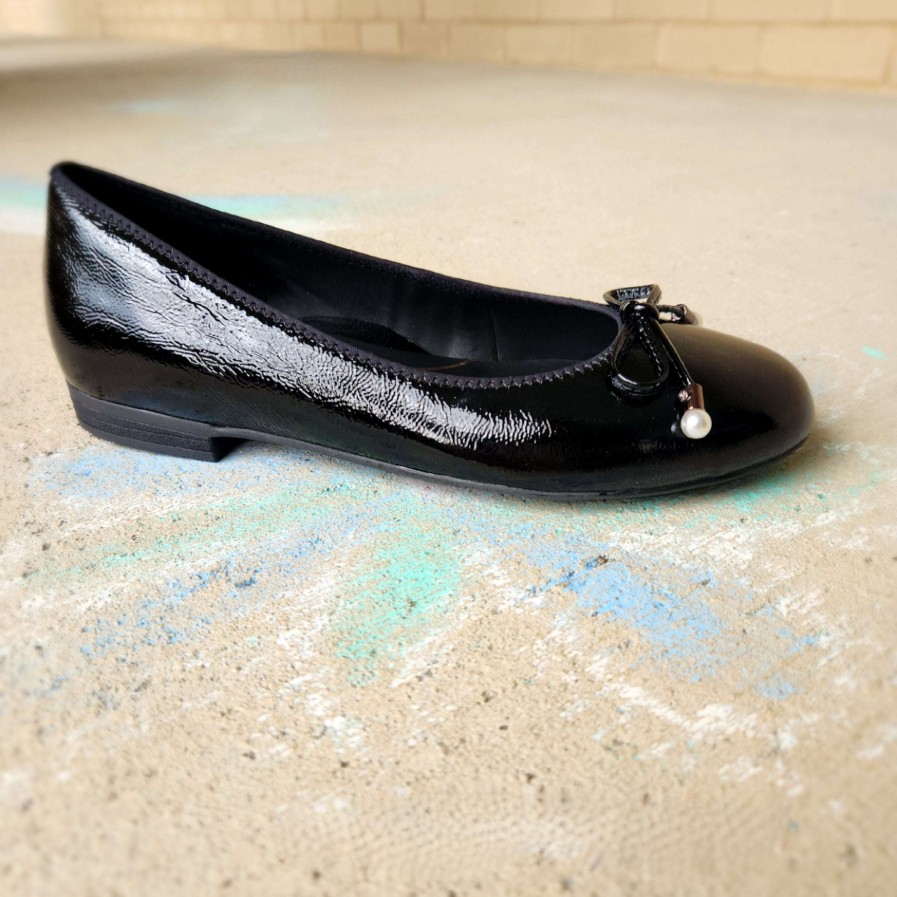 Footwear Ara | Ara - Scout Leather Ballet Flat Black Patent