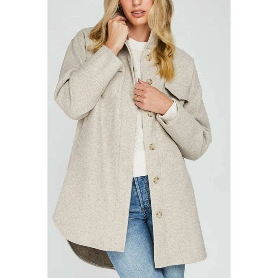 Clothing GENTLE FAWN Classic Clothing | Gentle Fawn - Wesley Shacket - Heather Oatmeal