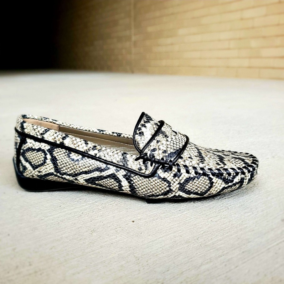 Footwear ROBERT ZUR Slip-On Loafers | Robert Zur - Penny Blk/Wht Python