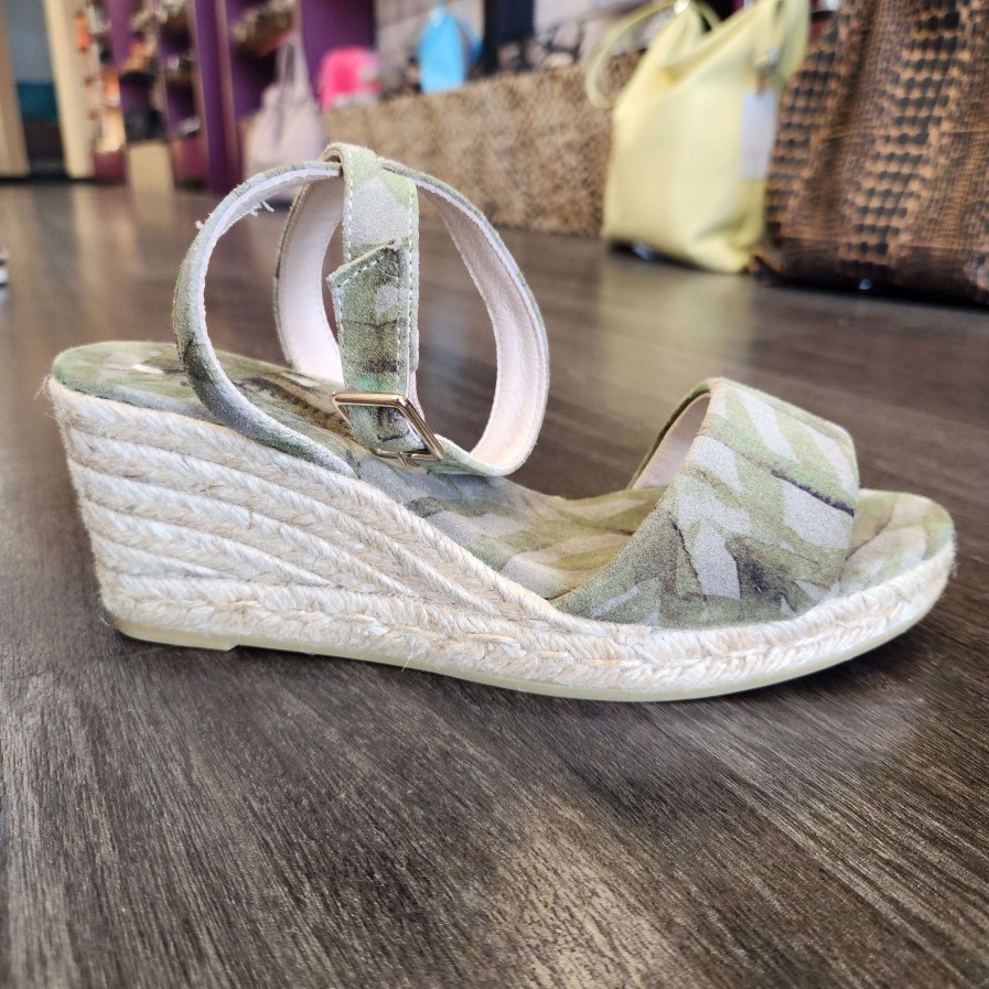 Footwear Eric Michael Wedges/Platform Sandals | Eric Michael - Orly Suede Tropical Print Espadrille Wedge Sandals