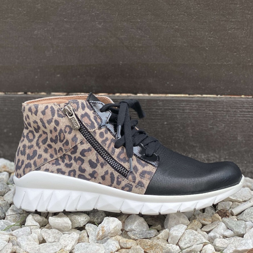 Footwear Yaleet Casual Shoes | Naot Polaris High Top Lace Up Side Zipper Leather Sneaker In Cheetah Print