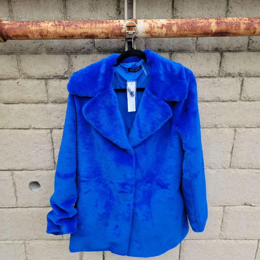 Clothing LOVE TOKEN Jackets | Love Token - Collared Coat - Electric Blue