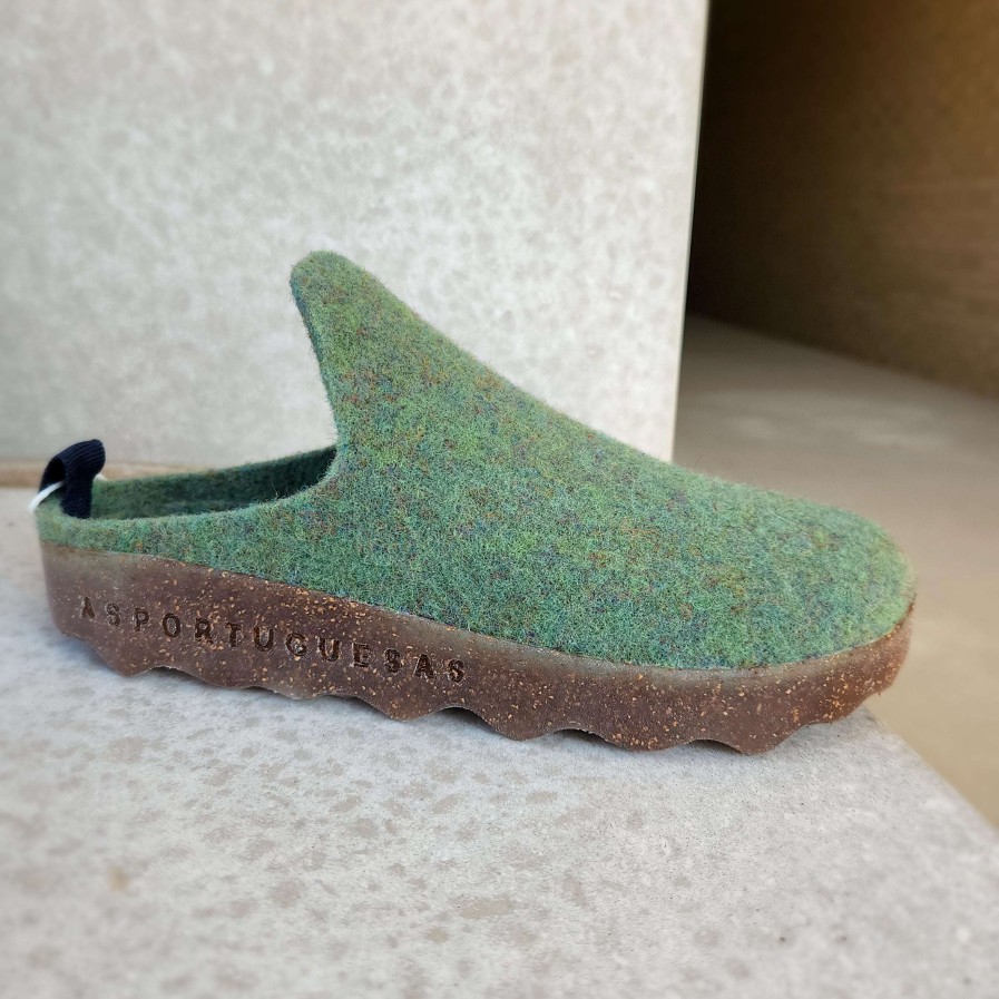 Footwear ASPORTUGUESAS Low Slides | Asportuguesas - Come Moss Green Women'S Wool Clog