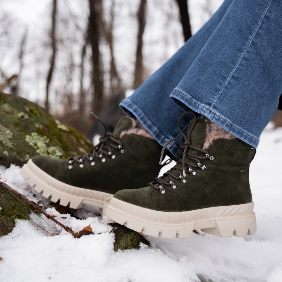 Footwear Ara Lace Up Boots | Ara - 14108 Montana - Green Suede & White Leather