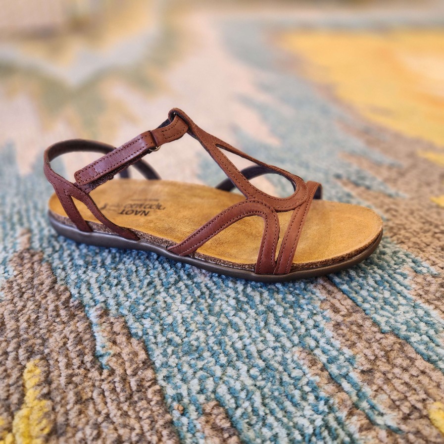 Footwear Yaleet Flat Sandals | Naot - Dorith Chestnut Leather Flat Sandal