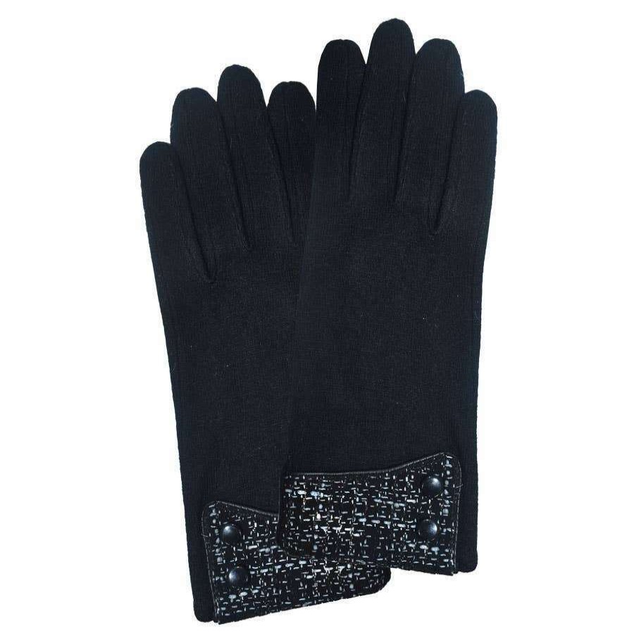 Clothing Dupatta Designs Classic Clothing | Dupatta Designs - Talita Leather Cuff Wool Gloves - Black