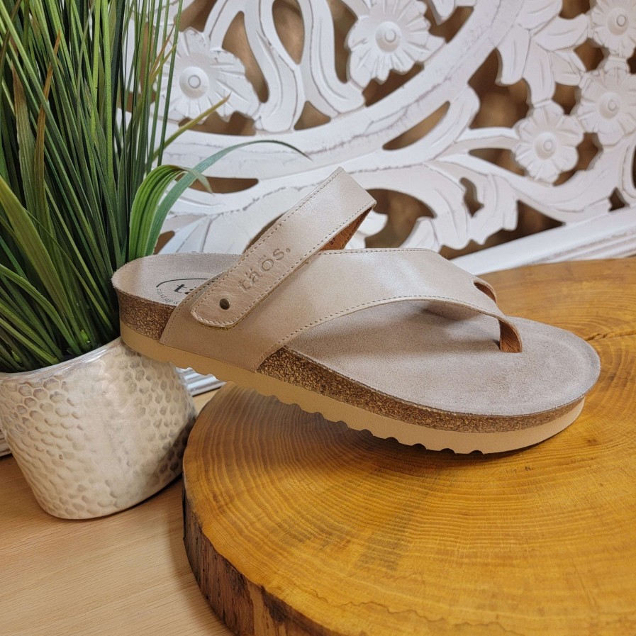 Footwear TAOS Toe Thongs/Flip Flops | Taos - Lola - Stone & Dark Blue