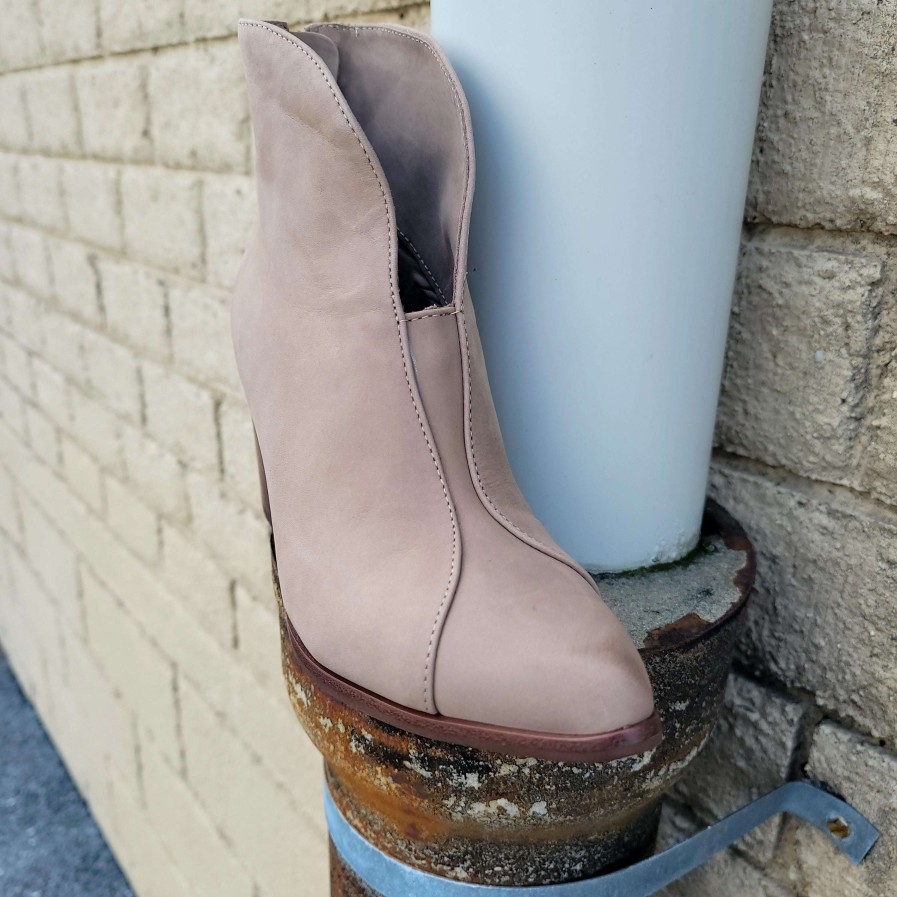 Footwear CHOCOLAT BLU Heel Boots | Chocolat Blu - Bonita Taupe Leather High Heel Ankle Boot Taupe Nubuck