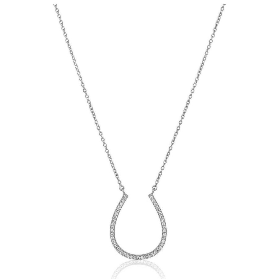 Accessories Sahira Jewelry Design Necklaces | Sahira Jewelry Design - Lucky Horse Shoe Necklace - Silver