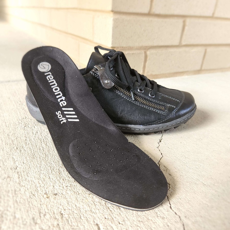 Footwear Remonte Tie Sneakers | Remonte - R1402-06 Black Waterproof