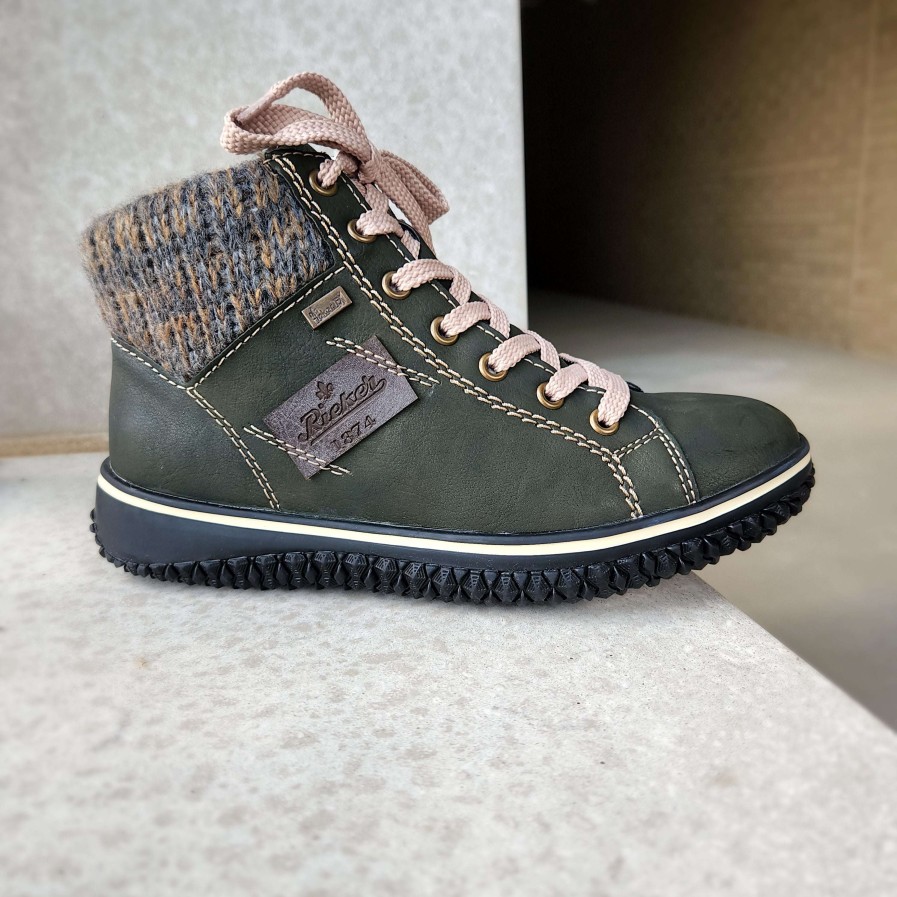 Footwear Rieker Flat Boots | Rieker - Z4230-54 Green Waterproof Boot Forest