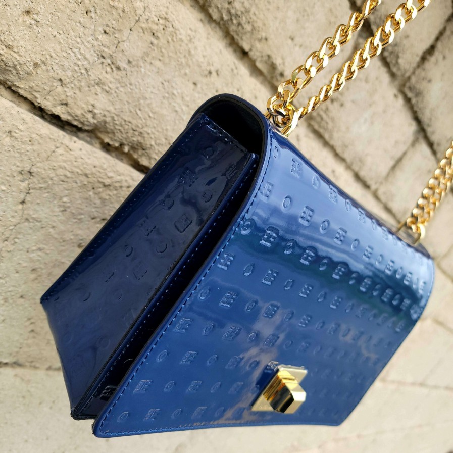 Handbags ARCADIA | Arcadia - Laila Medium Crossbody - Blue Patent Blu Patent