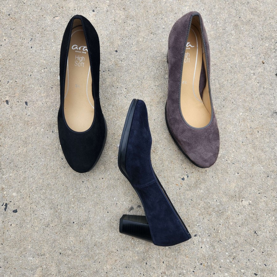 Footwear Ara High Heels (2 Inches Or Above) | Ara - Ophelia Navy Suede Navy Blue Suede