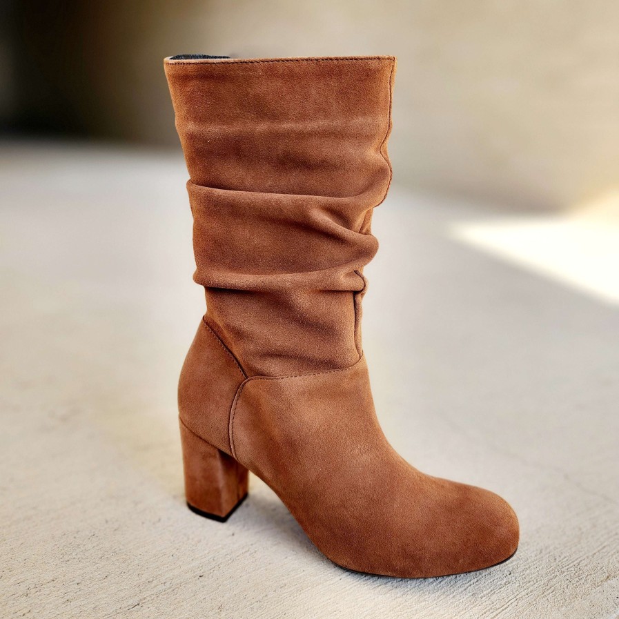 Footwear Eric Michael Heel Boots | Eric Michael - Poppy Suede Mid Calf High Heel Boot