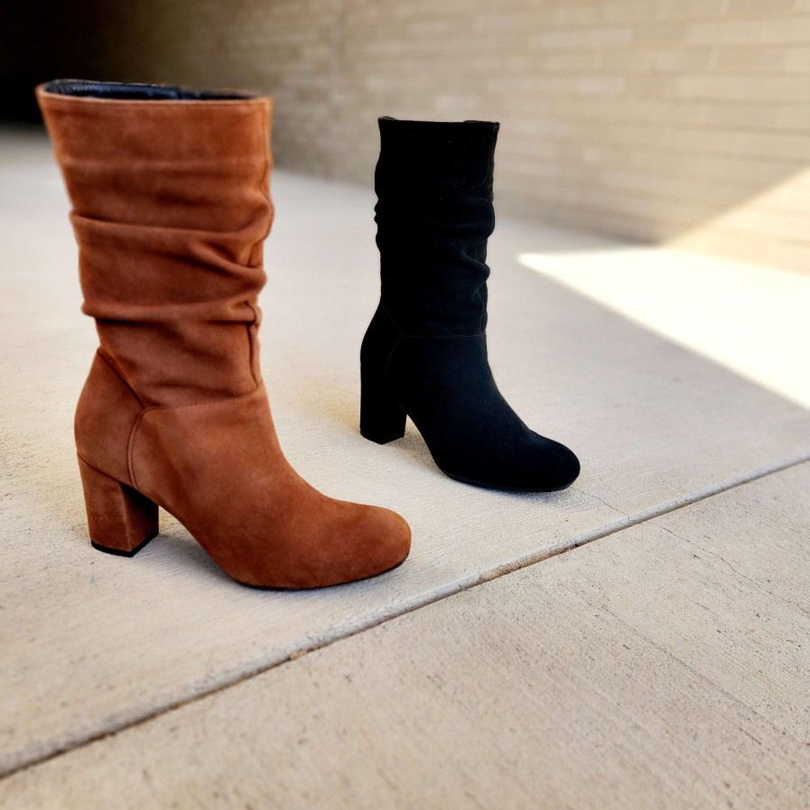 Footwear Eric Michael Heel Boots | Eric Michael - Poppy Suede Mid Calf High Heel Boot