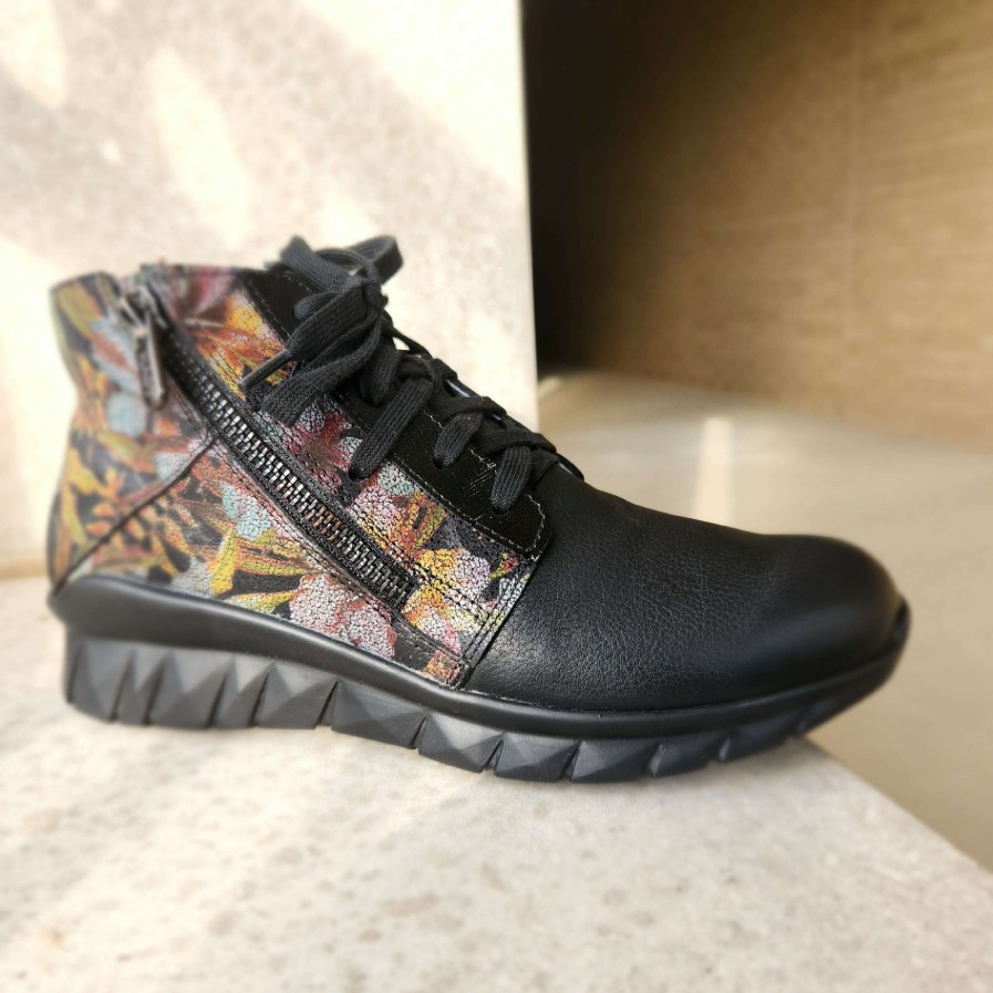 Footwear Yaleet High Top Sneakers | Naot - Polaris 18022-Nvv Soft Black/Dark Floral/Blk