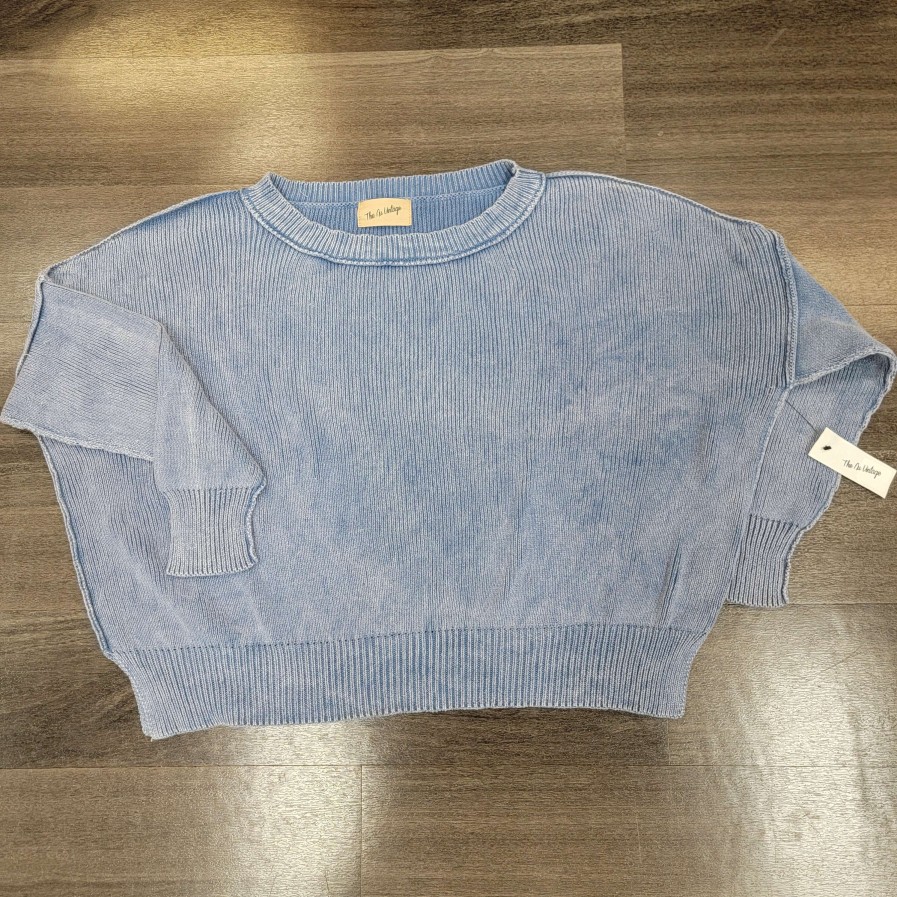 Clothing THE NU VINTAGE Boho Clothing | The Nu Vintage Knit Sweater Bleached Blue