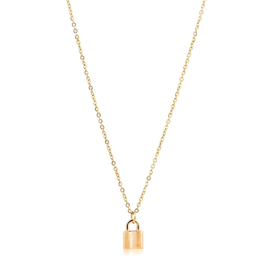 Accessories Sahira Jewelry Design Necklaces | Sahira Jewelry Design - Mini Lock Necklace - Gold