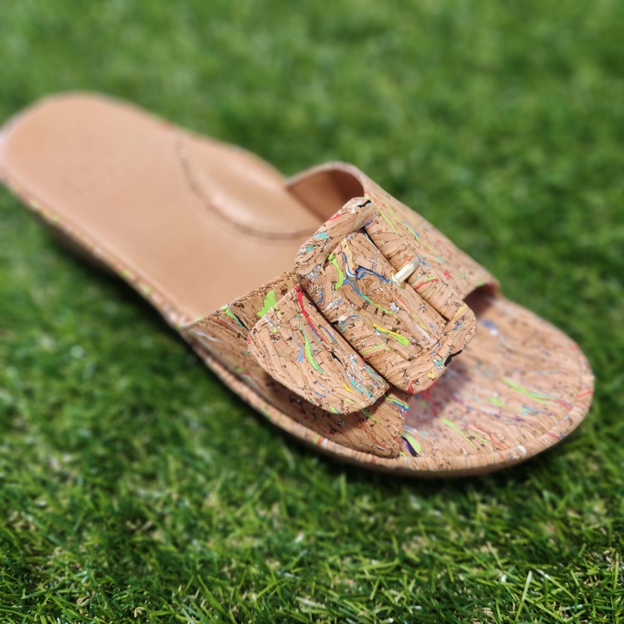 Footwear L'amour Des Pieds Slide Sandals | L'Amour Des Pieds - Callye Multi Color Cork Slide Sandal