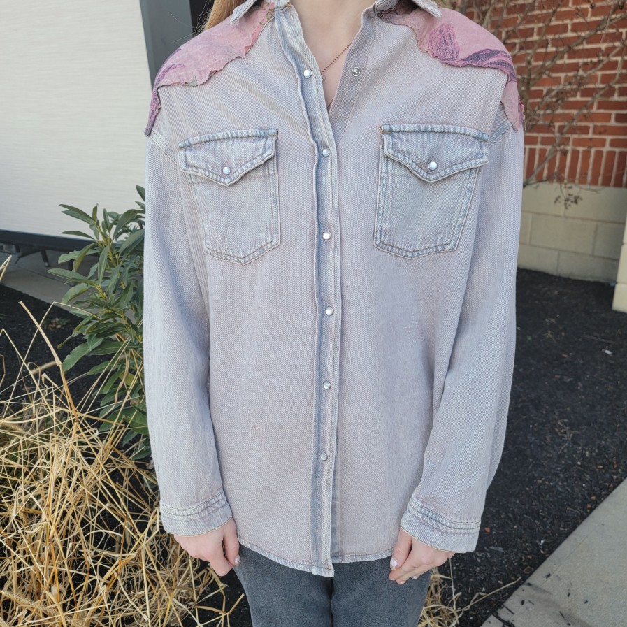 Clothing THE NU VINTAGE Boho Clothing | The Nu Vintage - Denim Love Shirt Mauve