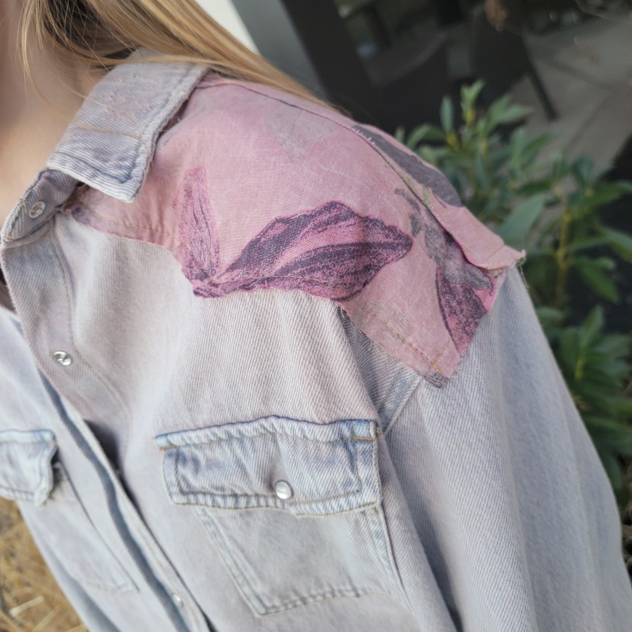 Clothing THE NU VINTAGE Boho Clothing | The Nu Vintage - Denim Love Shirt Mauve