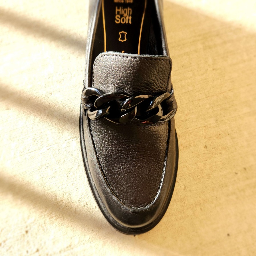 Footwear Ara Slip-On Loafers | Ara - Kiana Lug Sole Comfort Loafer Black Leather