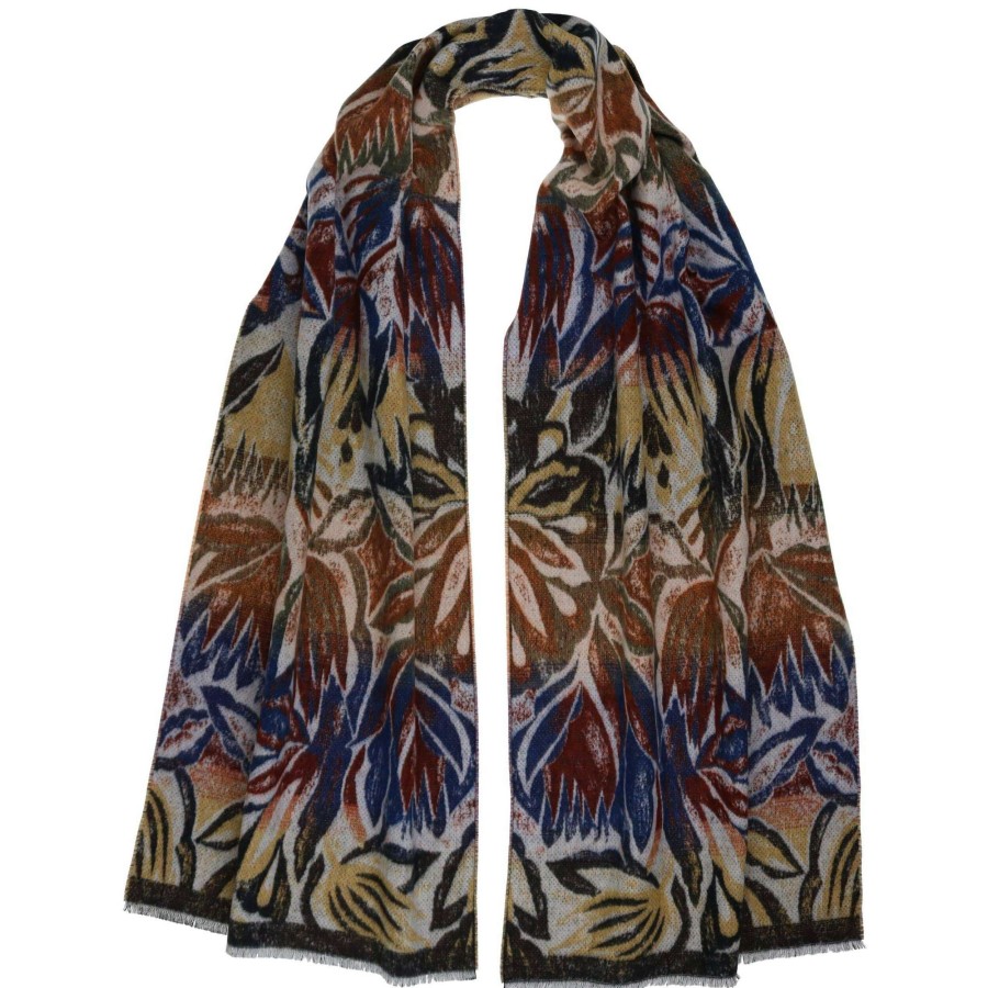 Accessories FRAAS | Fraas - The Scarf Company - Artistic Leaves Recycled Cotton Cashmink S